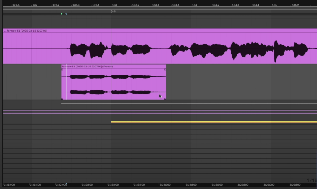 Isolating the section you want to apply the reverse reverb to in Ableton Live.